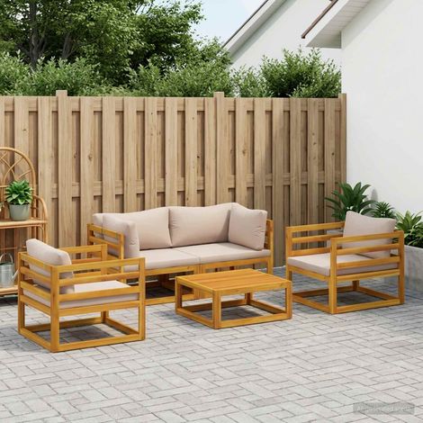 vidaXL Juego de salón de jardín modular de 5 piezas Natural (1/5)