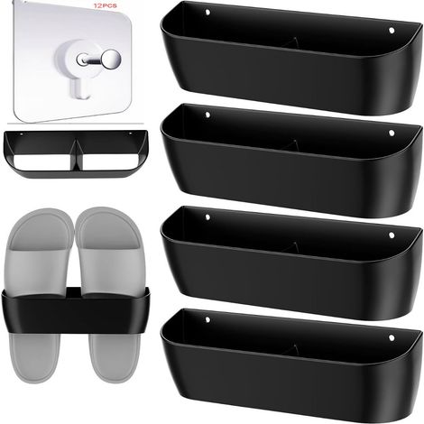Wandmontiertes Schuhregal, 3D-unterteiltes Schuhregal für Wohnmobile, mit Schrauben und Kleberückseite, 6 Schuhablagen + 12 Fotorahmenaufkleber, mit Schrauben.