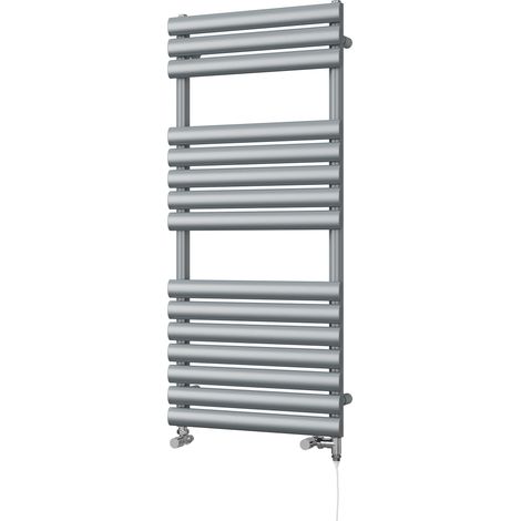 Omeara - Silver Dual Fuel Towel Rail H1120mm x W500mm Standard (1/3)