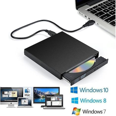 Graveur CD-RW externe universel USB 2.0, lecteur DVD/CD sans pilote (1/4)