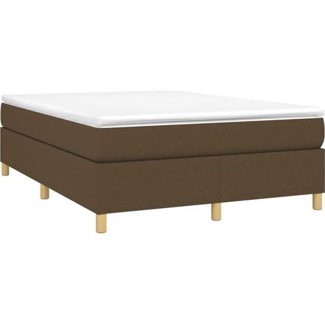 Cadre de lit à lattes marron foncé 140x190 cm tissu vidaXL