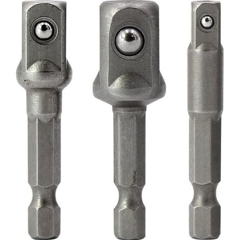 3 Piece Adaptateur écrou hexagonal bouchon adaptateur tournevis Douille d'écrou de douille de prise d'adapteur 1/4,/1/2,/3/8