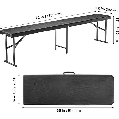 183 cm lange, klappbare Kunststoffbank, tragbare Bank für Picknicks, Partys, Terrasse, Camping, Mahlzeiten drinnen und draußen, glatte, klappbare HDPE-Sitzfläche für Garten, Fußball und vielseitige Ak (1/5)
