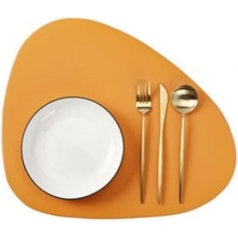 Set de table (4 pièces) similicuir double face résistant à la chaleur (80 °C), antidérapant et imperméable - Modèle orange (1/4)