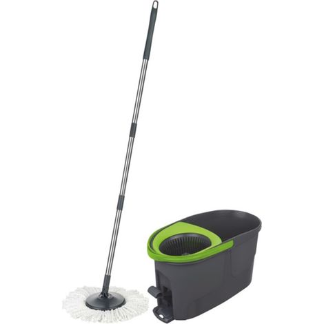 Mocio Rotante con Pedale e Secchio 18 Litri Sistema Lavapavimenti 360 Gradi roto-mop con Manico Estensibile e Panno in Microfibra cm 123 Lavabili per tutti i tipi di pavimenti Centrifuga anti-schizzo