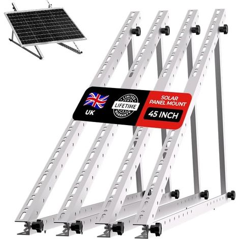 Lot de 2 supports de panneau solaire de 114 cm, pieds inclinables pliables améliorés, support de montage pour panneau solaire, réglage de l'angle de 0 à 90°, marquages d'échelle, pour toit de 100 à (1/4)
