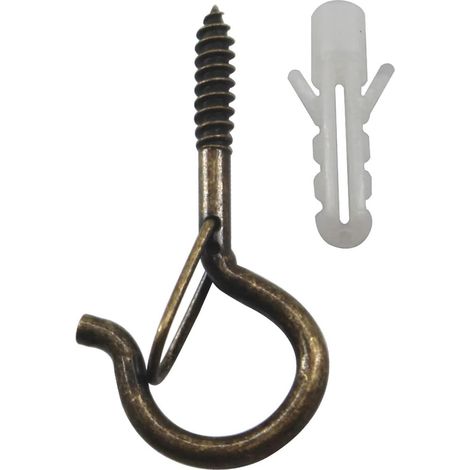 Crochets des pots de fleurs en forme de Q, crochets à vis des lampes avec boucle de sécurité pour suspendre de suspension et en bronze (20 pièces) (1/5)