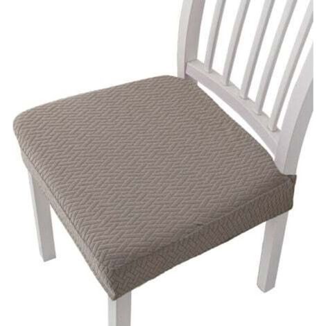 Housse de chaise de salle à manger en jacquard déhoussable et lavable – Taupe, lot de 4, extensible, pour intérieur et hôtels (1/5)