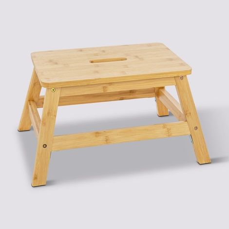 Tabouret 5Five en bambou, 1 marche, 26 x 25 x 38 cm, beige (1/5)
