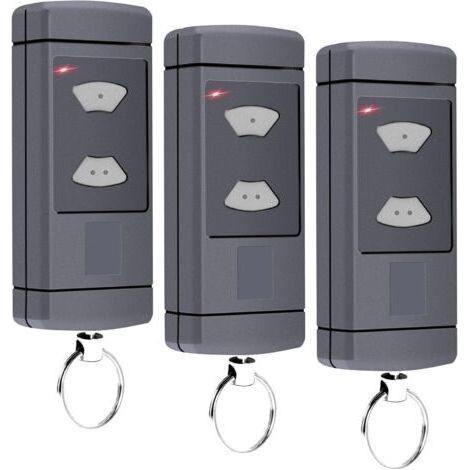 Lot de 3 émetteurs portatifs compatibles avec Hörmann - 40,685 MHz - Pour porte de garage Hörmann HSM2-40, HSM4-40, HSE2-40, HSE4-40, HS2-40, HS4-40, 2 canaux (1/5)