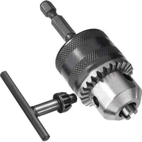 Adaptador de portabrocas de cambio rápido con vástago hexagonal de 1,5-13 mm y 6,35 mm, convertidor de portabrocas de 1/2-20UNF con llave para taladro eléctrico. (1/5)