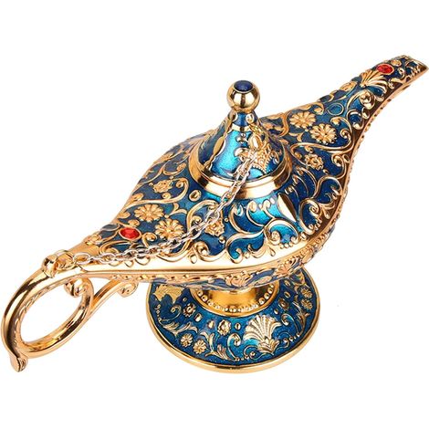 Aladdin Lamp Zinc Alloy Genie Lamp Vintage Aladdin Desk Ornament Legend Magic Table Decoration for Office Home Table Decoration Gifts Blue for Party (1/5)