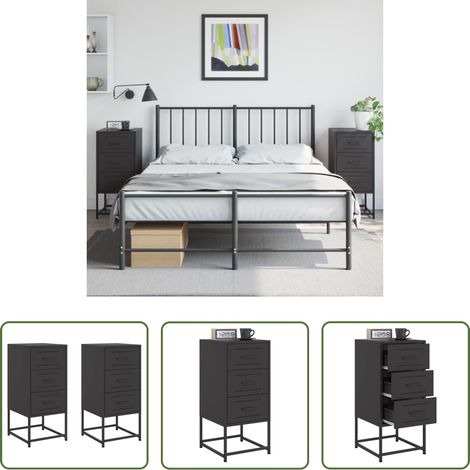 Meuble industriel -  Tables de chevet 2 pcs noir 36x39x78 cm acier (1/5)