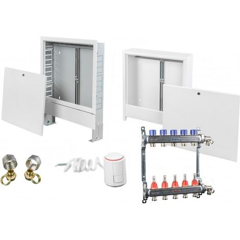 Fußbodenheizung Edelstahl Heizkreisverteiler Verteilerschrank Stellantrieb SET Unterputz UP 3 16x2 mm mit Stellantrieb 230V (1/5)