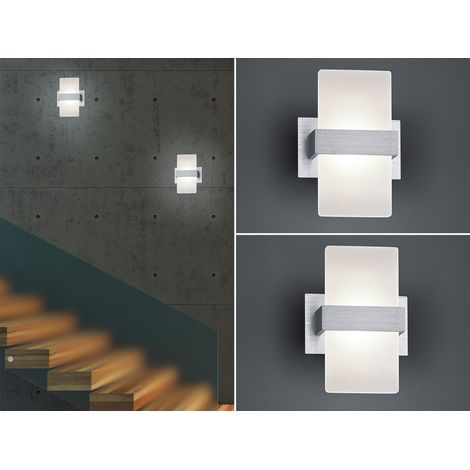 LED Wandleuchte mit Schalter, 2er SET Alu gebürstet mit Acrylglasblende, H: 18cm (1/5)