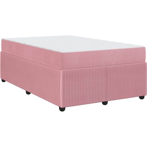 Estructura de cama con colchón Rosa 120 x 190 cm Terciopelo vidaXL (1/5)