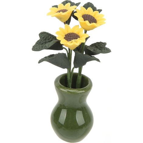Pot de Tournesol Miniature 1/12 pour Maison de Poupée - Décoration Réaliste et Accessoire de Mobilier (1/5)