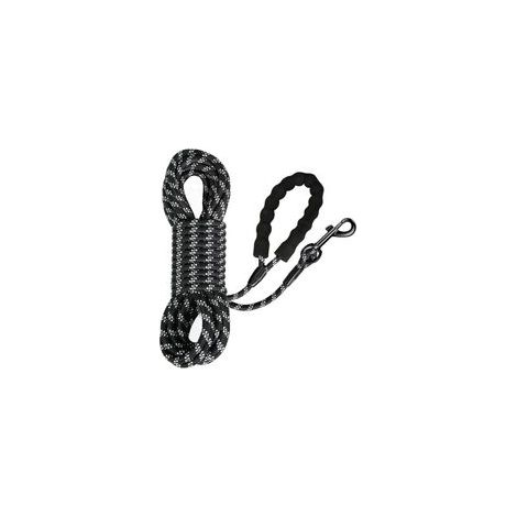 Longe pour Chien, Long Laisse Chien Corde avec Poignée Rembourrée pour Chiens de Petites à Grandes Taille, Noir (5m) (1/5)