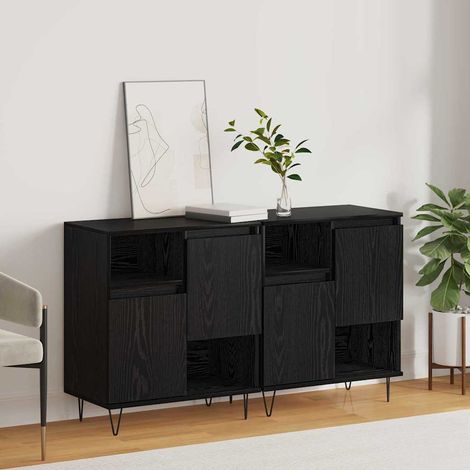 Buffets 2 pcs-Lot de 2 Meuble de rangement Chêne noir 120 x 35 x 70 cm Bois d'ingénierie 659511 (1/5)