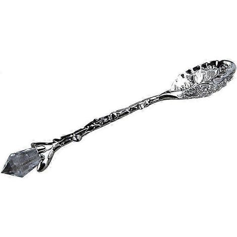 Cuillère à thé, café ou dessert vintage à motif floral sculpté, long manche en cristal, vaisselle GTTSilver (1/5)