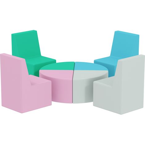 Parcours de motricité bébé 8 pièces, modules en mousse EPE avec revêtement PU, ensemble table et chaises, multicolore (1/5)