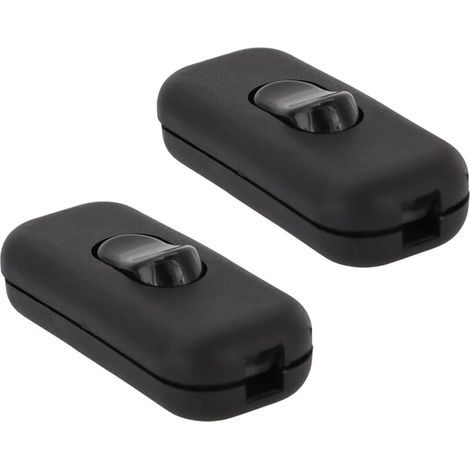 2er-Pack schwarze Torpedoschalter, Wippschalter, 6A 250V Doppelpolschalter, 2- oder 3-polige Inline-Lampenschalter, für Kleingeräte, Schreibtischlampen, Nachttischlampen