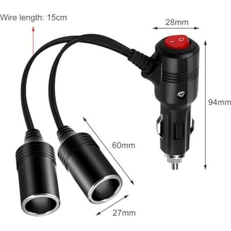 Double Prise Allume-Cigare avec Interrupteur,Distributeur Allume-Cigare,Adaptateur 12V/24V Prise Allume-Cigare,pour Voiture,Moto (1/5)