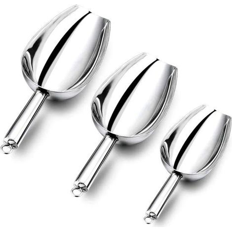 Ein Set aus Edelstahl-Eiskugelportionierern: 20 x 3,5 cm + 23 x 5,5 cm + 27 x 5,7 cm