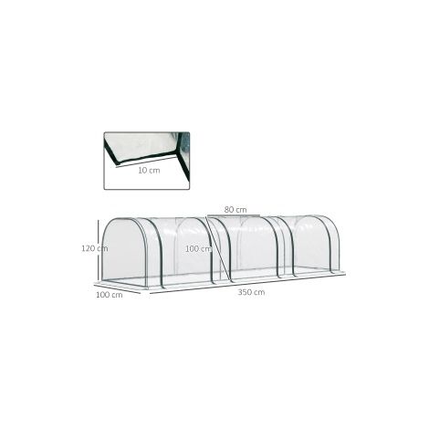 Serre tunnel 350x100x80 cm en PVC transparent, structure en acier, pour semis au jardin (1/5)