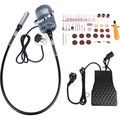 53 pcs/set 0.3-4.0MM Flexible Chuck Flex Grinder Kit 800-23000 rpm Variable Speed Electric Rotary Grinder Tool with Foot Pedal (EU plug) (1/4)