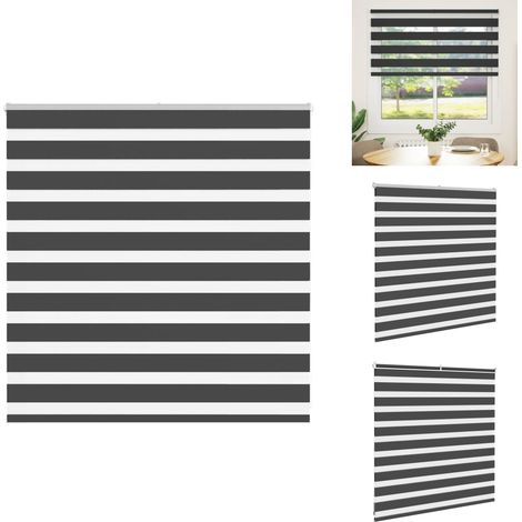 Store zèbre noir 140x100 cm largeur du tissu 135,9 cm polyester - Store Zébré - Stores Zébrés - Store À Enrouleur Zébré - Double Store À Enrouleur (1/5)