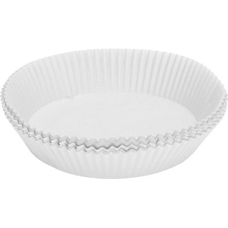 50 Feuilles de Cuisson Rondes pour Friteuse, Papier Antiadhésif Jetable pour Four à Micro-ondes et Cuisine - Blanc