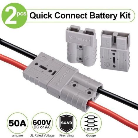 Connecteur Anderson - 50 A - Calibre 6 à 10 - Connexion Rapide Batterie - Paire (1/4)
