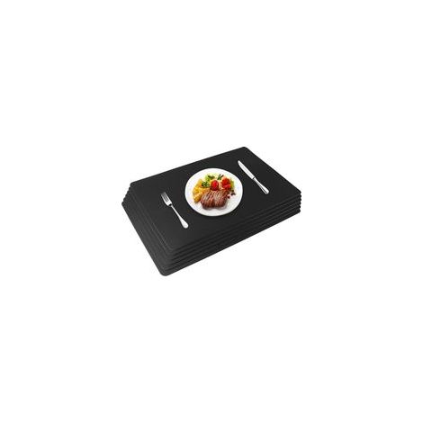 Lot de 6 sets de table en cuir PU noir 45×30 cm – Antidérapants et imperméables – Résistants à la chaleur jusqu'à 80°C – Lavables (1/5)