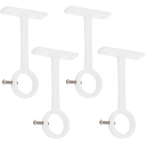 Supports de Tringle à Rideaux, 4 Pièces Aluminium Support Tringle Rideau Plafond pour Barre 20mm à 25 mm, Accessoire Tringle à Rideaux Plafond (Blanc)