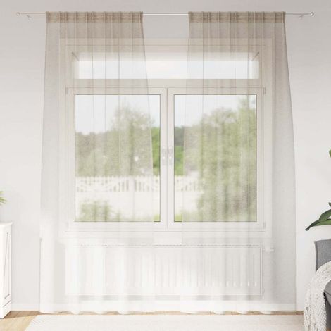 Voile-Vorhang mit Vorhängen 2 pcs Sand 245 x 140 cm Polyester