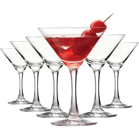 Lot de 6 verres à martini classiques soufflés à la main, 105 ml, verres à cocktail en cristal pour martini, cosmos et gimlets – Parfait pour les bars à domicile, les fêtes et les cadeaux (1/5)