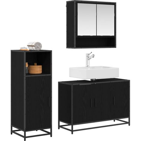 Maison Exclusive - Badezimmermöbel-Set 3 pcs Schwarz Eichen-Optik