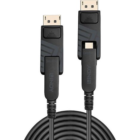 Cavo 20m in fibra ottica ibrido Mini DisplayPort maschio a maschio, nero, supporto 8K UHD, modello Lindy 38481 (1/4)