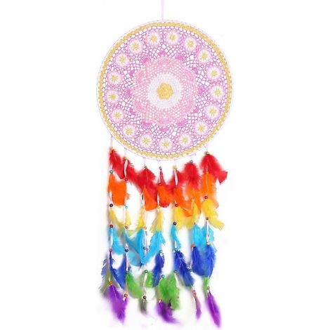 Bunter Traumfänger mit Federn – Wandbehang, traditionelle Heimdekoration