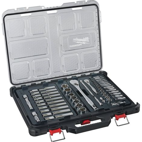 Juego de 63 piezas con vasos y carraca de 1/4" y 1/2" en PACKOUT™ (1/3)
