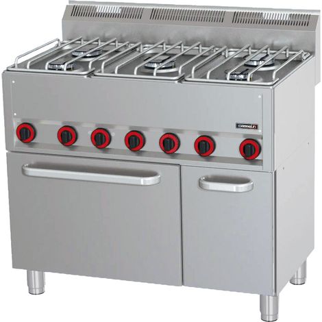 Fourneau mixte professionnel - 5 feux gaz - Four électrique ventilé GN 1/1 - 99cm - Casselin