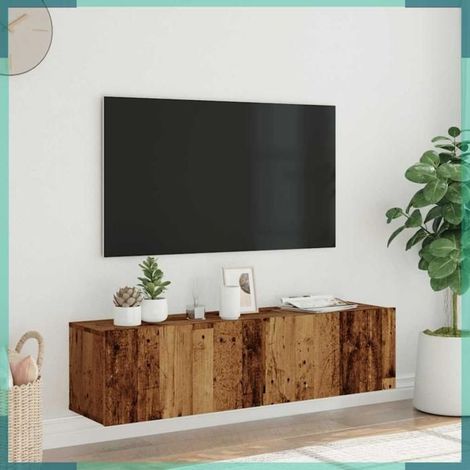 856020 Meuble TV mural vieux bois 120x30x30 cm bois d'ingénierie (1/5)