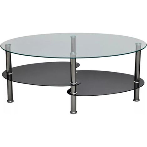 Table basse ovale verre trempé et métal chromé Kyrah (1/4)