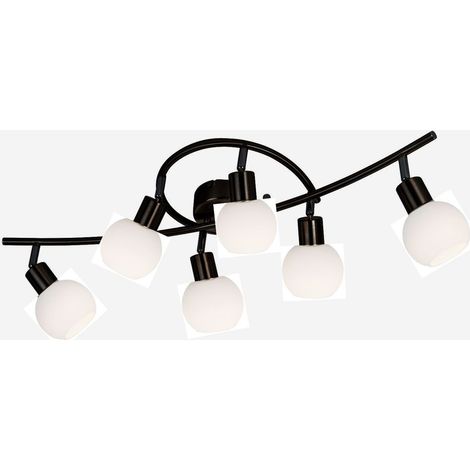 LED Deckenlampe Deckenleuchte Wohnzimmerlampe 6-flammig Schwarz Metall L 75 cm (1/2)