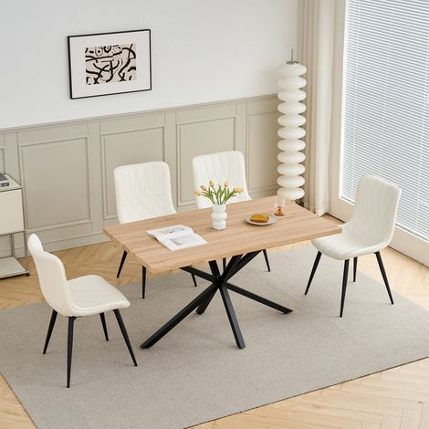Wokaka Juego de 4 Sillas - Escandinavas - Tapizado PU - Motivo rombos - Para comedor (Blanco) (1/5)