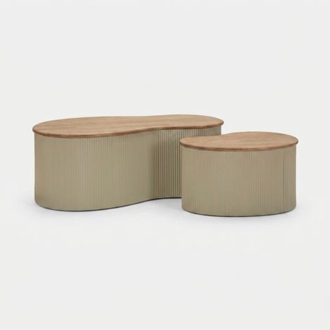 2er-Set Couchtische aus Holz und Metall Frankfurt - Beige (1/5)