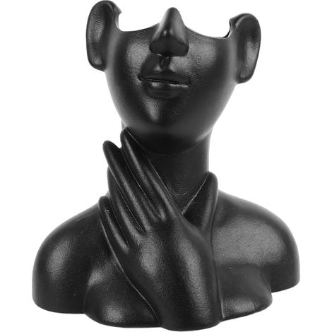 Vase visage céramique artistique tête femme moderne décoratif vase corps fleur pièce maîtresse chambre salon salle de bain bureau table noir (1/5)