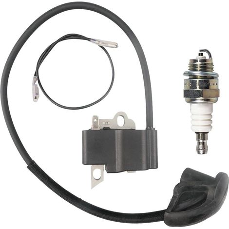 Ignition coil set, high-voltage transformer and spark plug, compatible with STIHL brushcutters FS120, FS120R, FS200, FS200R and FS250. Repair kit included.