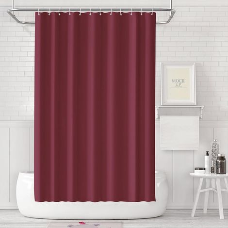 Rideau de douche 180x180, rideau de bain anti-moisissure pour salle de bain, rideau pour baignoire et douche en plastique étanche lavable, rideau de douche PEVA avec 12 anneaux, rouge foncé (1/5)